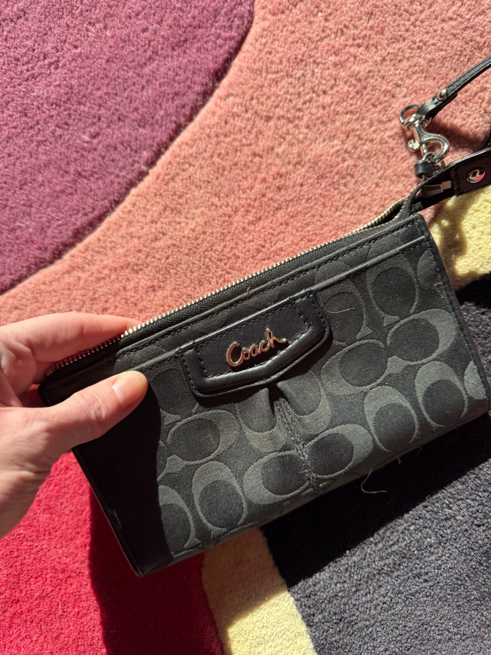 Coach Black Signature Wristlet